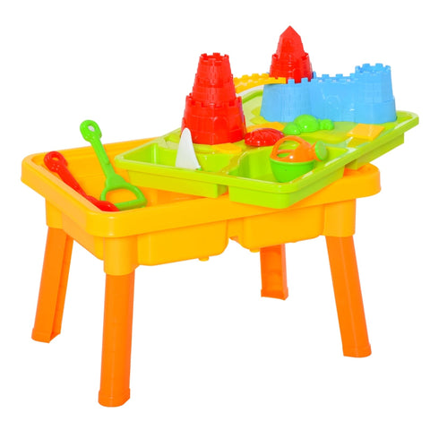 Rootz Children's Sand Toys - Sandbox Table With 23 Pieces - Play Table - Beach Toys - Gaming Table - Multicolored - 59 x 42 x 37 cm
