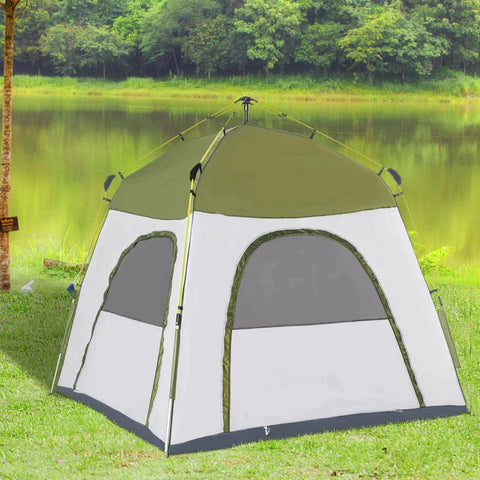 Rootz Zelt – Pop-Up-Zelt – Campingzelt – automatisches Zelt – Campingzelt für 4 Personen – wetterfest – Grün/Grau – 195 cm x 240 cm x 240 cm