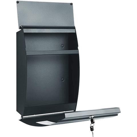 Rootz Brievenbus - Wandbrievenbus - Afsluitbaar - Naambordhouder - Sleutels - Antraciet - 32 x 10 x 45 cm