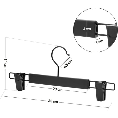 Rootz Broekhangers - Set Van 12 - Clips - Kunststof - Ruimtebesparend - Draaihaak - Zwart - 35,5 x 1 x 15 cm