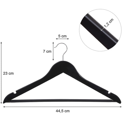 Rootz Maple Houten Kleerhangers - 20 Stuks - Rokinkepingen - Broekbrug - Draaibaar - Kleding - Kostuum - Jas - Broek - Zwart