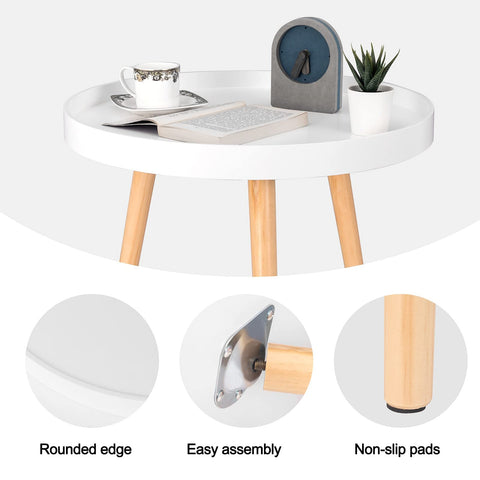 Rootz Side Table - Coffee Stand - Bedside Counter - Living Room Accent - Lounge Stand - End Table - White - 50 x 44cm (ø x H)