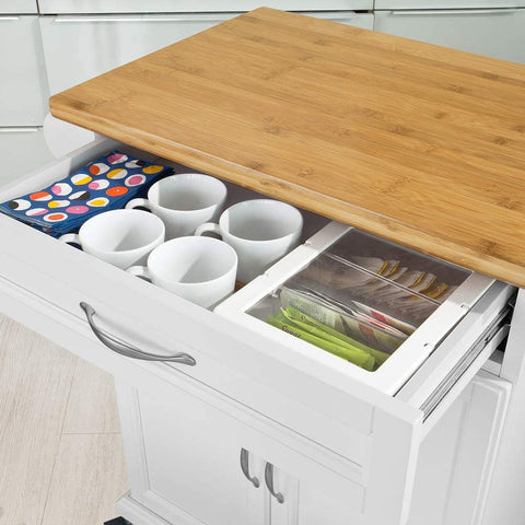 Rootz Kitchen Cabinet - Kitchen Storage Trolley - Cart with Bamboo Worktop - Cupboard and 1 Drawer