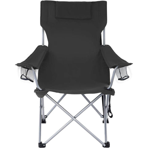 Rootz Folding chair - Camping chair - Armrests - Foldable - Cup holder - Black - Steel - 81 x 70 x 91 cm