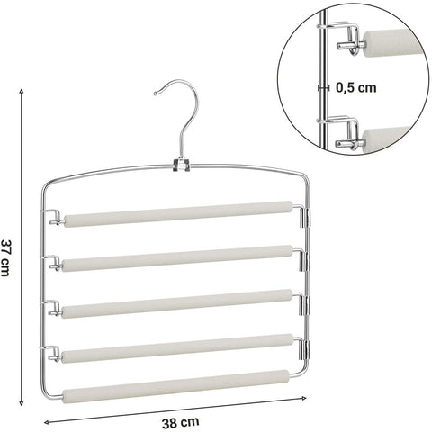 Rootz Pants Hangers - Set Of 3 - 5 Pants - Metal - Anti-Slip - Space Saving - White - 38 x 0.5 x 37 cm (LxWxH)