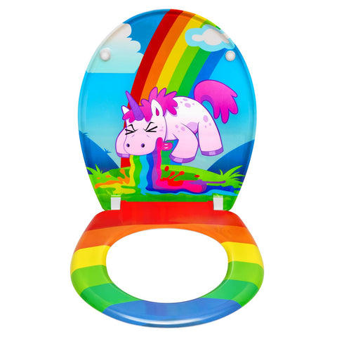 Rootz Toilet Lid - Lavatory Cover - Restroom Topper - Bathroom Closer - Commode Seal - Unicorn Design - 20.0 x 16.1 x 2.8 inches