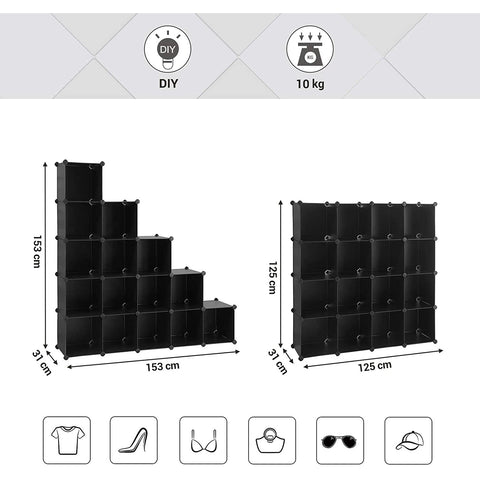 Rootz compartment cabinet 16 Pieces - Storage cabinets - Storage box - 125 x 31 x 125 cm