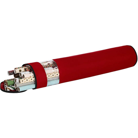 Rootz Opbergtas Voor Inpakpapier - Opbergtas Voor Posters - Set Van 2 - Organizer - Rood - Zwart - Stof - 30 Rollen