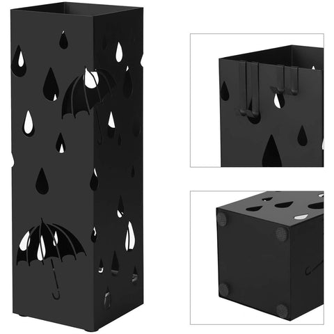 Rootz Metal Umbrella Stand - Umbrella Stand - Umbrella Basket - Umbrella Stand - Black