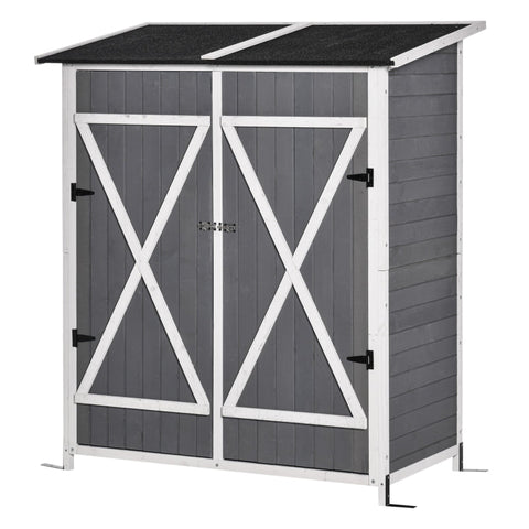 Rootz Tool Shed - Garden Cabinet - 2 Doors - Tool Cabinet - Garden Storage - Wood -  Gray/White - 139 x 75 x 160 cm