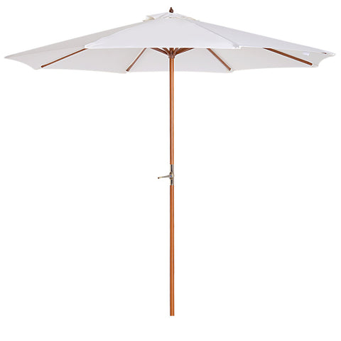 Rootz Parasol - Garden Umbrella - Wood - Market Umbrella - 2.7m Diameter - White - Brown