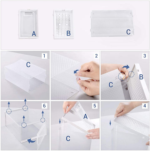 Rootz Schuhkartons – Aufbewahrungsboxen – stapelbar – 8er-Set – Organizer – transparent – ​​28 x 31 x 24,5 x 17,5 cm, 36 x 21 cm