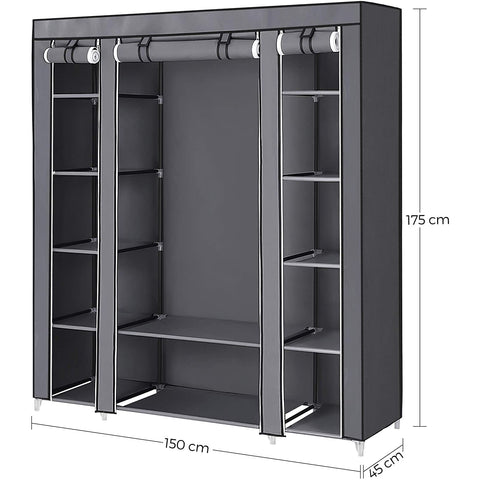 Rootz XXL Kleiderschrank – Stoffschrank – Klappschrank mit 3 aufrollbaren Türen