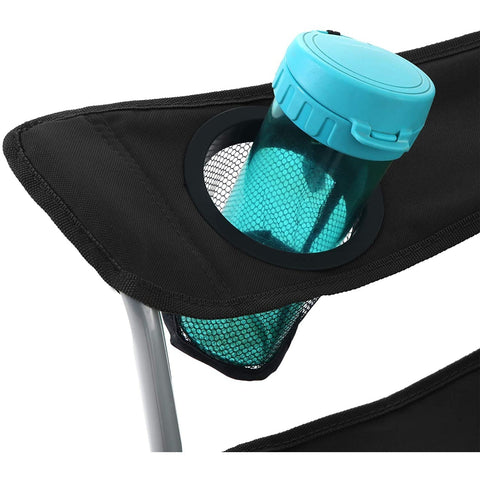 Rootz Folding chair - Camping chair - Armrests - Foldable - Cup holder - Black - Steel - 81 x 70 x 91 cm