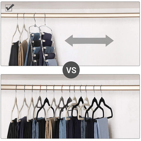 Rootz Pants Hangers - Set Of 3 - 5 Pants - Metal - Anti-Slip - Space Saving - White - 38 x 0.5 x 37 cm (LxWxH)