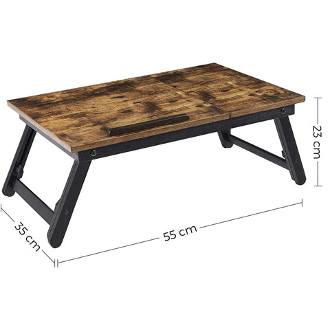 Rootz Laptopstandaard - Laptophouder - Voor Bed en Bank - Ontbijttafel - In Hoogte Verstelbaar - 15,6 Inch - Bruin - Zwart - Industrieel