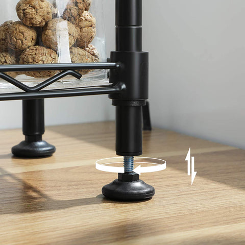 Rootz Spice Rack - 3 Levels - Kitchen Organizer - Adjustable - Metal - Silver - Black - 40 x 15 x 39.5 cm