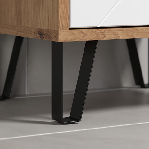 Rootz Tall Bathroom Cabinet - Storage Unit - Washroom Organizer - Bath Furniture - Towel Stand - Shelving System - White Matt Lacquer with Artisan Oak - 36 x 191 x 29 cm