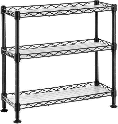 Rootz Spice Rack - 3 Levels - Kitchen Organizer - Adjustable - Metal - Silver - Black - 40 x 15 x 39.5 cm