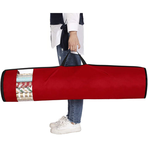 Rootz Opbergtas Voor Inpakpapier - Opbergtas Voor Posters - Set Van 2 - Organizer - Rood - Zwart - Stof - 30 Rollen