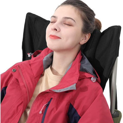 Rootz Folding chair - Camping chair - Armrests - Foldable - Cup holder - Black - Steel - 81 x 70 x 91 cm