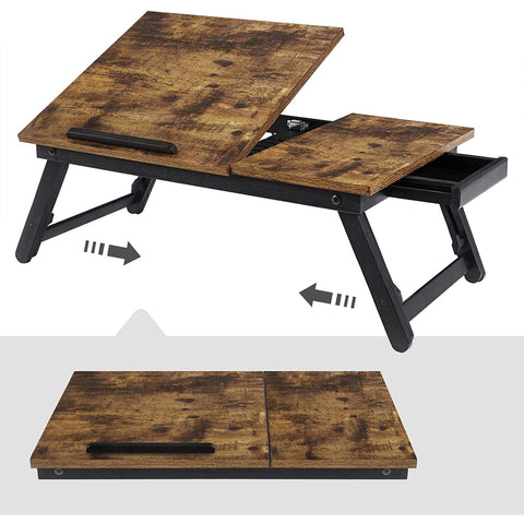 Rootz Laptopstandaard - Laptophouder - Voor Bed en Bank - Ontbijttafel - In Hoogte Verstelbaar - 15,6 Inch - Bruin - Zwart - Industrieel