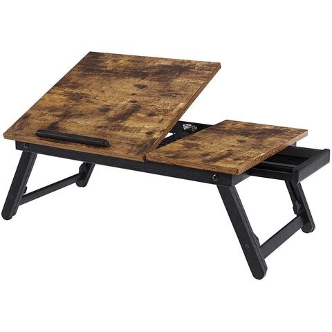 Rootz Laptopstandaard - Laptophouder - Voor Bed en Bank - Ontbijttafel - In Hoogte Verstelbaar - 15,6 Inch - Bruin - Zwart - Industrieel