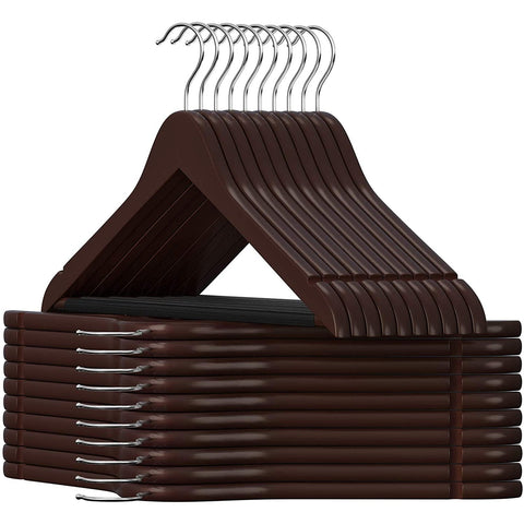 Rootz Maple Houten Kleerhangers - 20 Stuks - Rokinkepingen - Broekbrug - Draaibaar - Kleding - Kostuum - Jas - Broek - Zwart