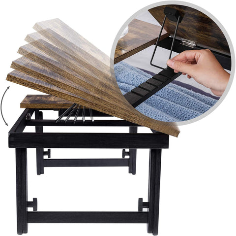 Rootz Laptopstandaard - Laptophouder - Voor Bed en Bank - Ontbijttafel - In Hoogte Verstelbaar - 15,6 Inch - Bruin - Zwart - Industrieel