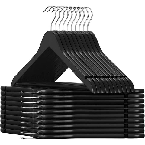 Rootz Maple Houten Kleerhangers - 20 Stuks - Rokinkepingen - Broekbrug - Draaibaar - Kleding - Kostuum - Jas - Broek - Zwart