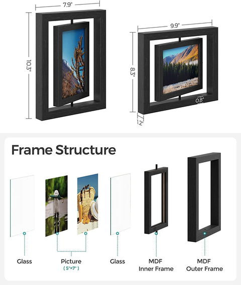 Rootz Picture Frame - Rotating Photo Frames - Set of 2 Rotating Photo Frames - Wall-Mounted Frames - Gallery Wall Frames - Photo Display Frames - White - 20.3 x 25.4 cm