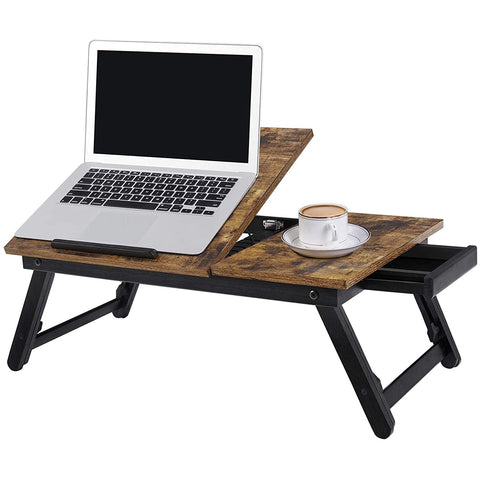 Rootz Laptopstandaard - Laptophouder - Voor Bed en Bank - Ontbijttafel - In Hoogte Verstelbaar - 15,6 Inch - Bruin - Zwart - Industrieel
