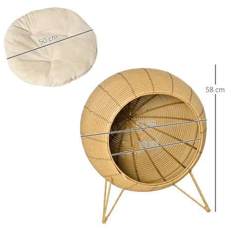 Rootz Cat Cave - Rattan Cat Cave - Cat House - Cat Bed - Light Brown