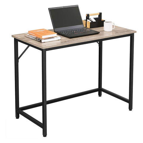 Rootz Bureau - Bureau Met Metalen Frame - Bureau - Computerbureau - Schrijftafel - Thuiskantoormeubilair - Werkstation - Studiebureau - Directiebureau - Verstelbaar Bureau - Gaming Bureau - Greige-Zwart - 100 x 50 x 75 cm (L x B x H)