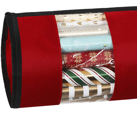 Rootz Opbergtas Voor Inpakpapier - Opbergtas Voor Posters - Set Van 2 - Organizer - Rood - Zwart - Stof - 30 Rollen