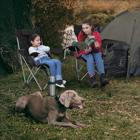 Rootz Folding chair - Camping chair - Armrests - Foldable - Cup holder - Black - Steel - 81 x 70 x 91 cm