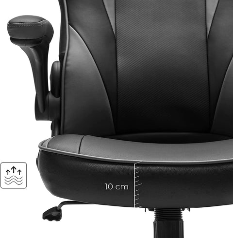 Rootz Office chair - Swivel chair - Ergonomic - Adjustable in height - Artificial leather - Plastic - Black 0 75 x 64 x (110-120) cm