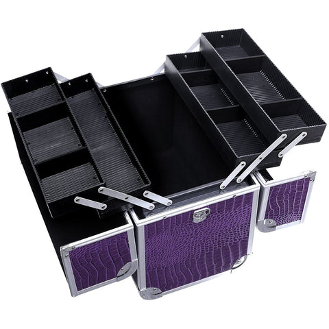 Rootz Make-up Case - Foldable Make Up Case With 5 Storage Bins - Make Up Case with Lock