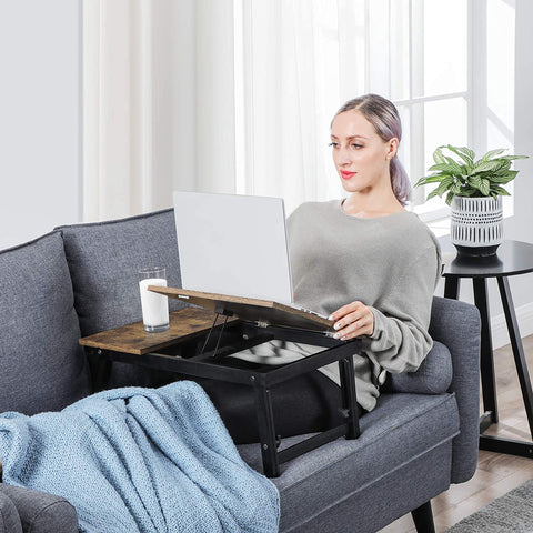 Rootz Laptopstandaard - Laptophouder - Voor Bed en Bank - Ontbijttafel - In Hoogte Verstelbaar - 15,6 Inch - Bruin - Zwart - Industrieel