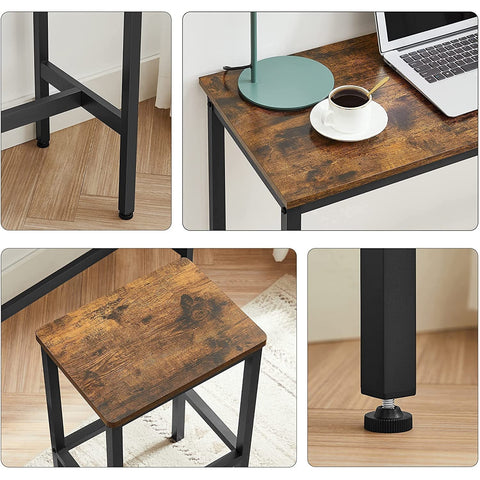 Rootz Bartisch-Set – Esszimmer-Set – Hochtisch – 2 Hocker – Braun – Schwarz – verarbeitetes Holz – Metall 