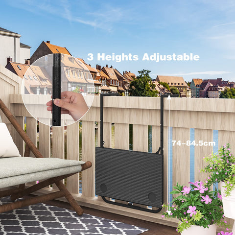 Rootz Hanging Balcony Table - Terrace Table - Deck Stand - Patio Desk - Outdoor Surface - Balustrade Counter - Rail Furniture - Black - 60x36 cm