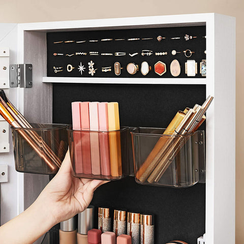 Rootz Sieraden Spiegel - Spiegelkast - Sieraden Organizer - Lade - Op Wieltjes - Wit - MDF - 37 x 10 x 108,5 cm