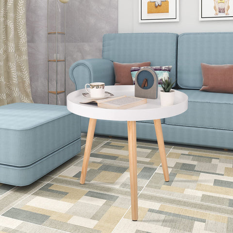 Rootz Side Table - Coffee Stand - Bedside Counter - Living Room Accent - Lounge Stand - End Table - White - 50 x 44cm (ø x H)