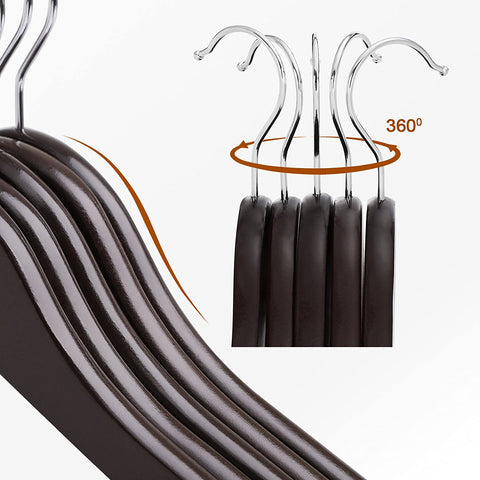 Rootz Maple Houten Kleerhangers - 20 Stuks - Rokinkepingen - Broekbrug - Draaibaar - Kleding - Kostuum - Jas - Broek - Zwart