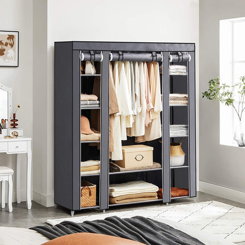 Rootz XXL Kleiderschrank – Stoffschrank – Klappschrank mit 3 aufrollbaren Türen