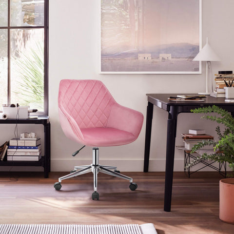 Rootz Bürohocker - Office Chair - Drehhocker - Swivel Stool - Desk Seat - Work Chair - Rolling Chair - Pink - 41 x 44 cm