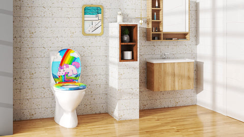 Rootz Toilet Lid - Lavatory Cover - Restroom Topper - Bathroom Closer - Commode Seal - Unicorn Design - 20.0 x 16.1 x 2.8 inches