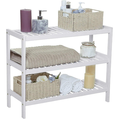 Rootz Bamboo 3-lagiges Schuhregal – Badezimmerregal – Aufbewahrungsregal – Geeignet für 12 Paar Schuhe – 70 x 26 x 55 cm