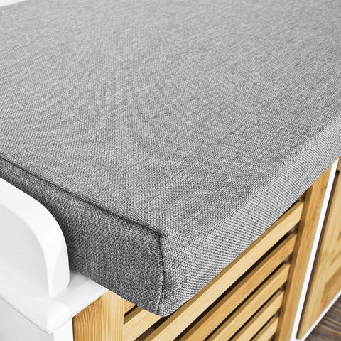 Rootz Storage Bench with 3 Drawers & Seat Cushion-Shoe Cabinet Storage Unit Bench