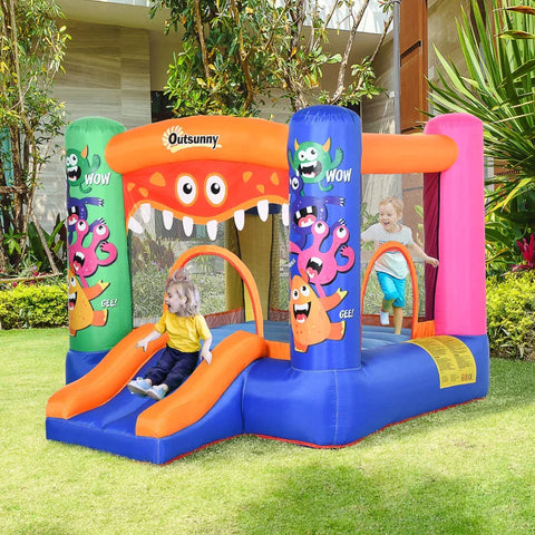 Rootz Springkasteel - Met Blaasglijbaan - Voor 2 Kinderen - Opblaasbaar Springkasteel - Buitenspeelkasteel Speelhuis - 250 x 180 x 175 cm